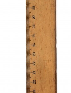 Old Wooden Ruler Isolated on the White Background